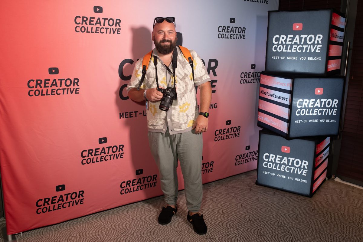 Justin Winans with his camera at YouTube's Creator Collective